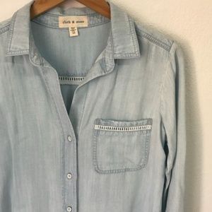 Anthro Cloth and Stone Chambray Button-Down Shirt